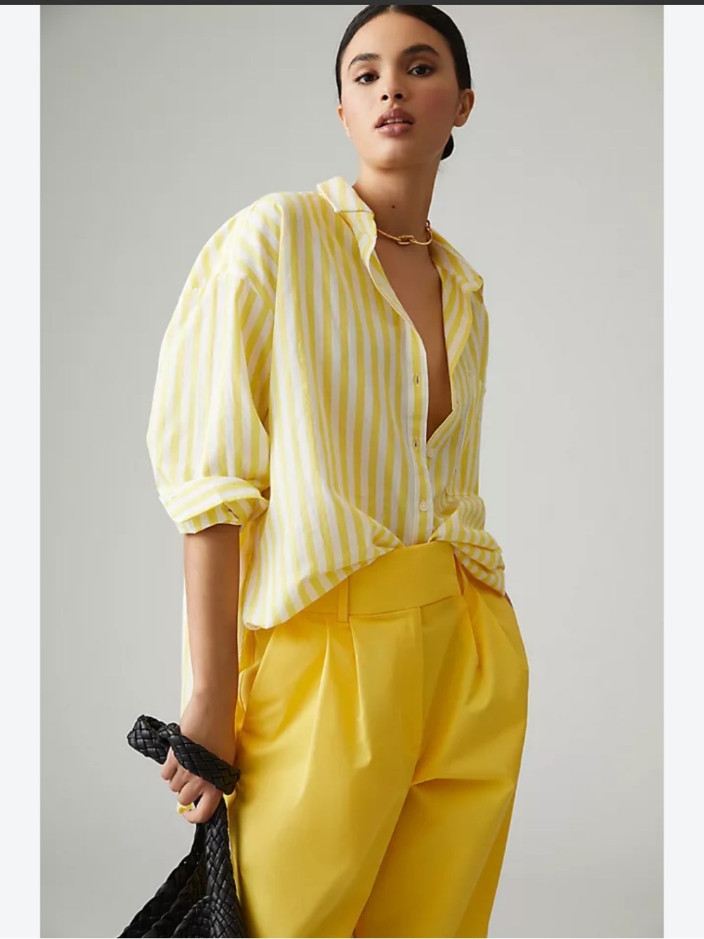 NWOT Bennet Buttondown Shirt by Maeve Yellow and White Striped